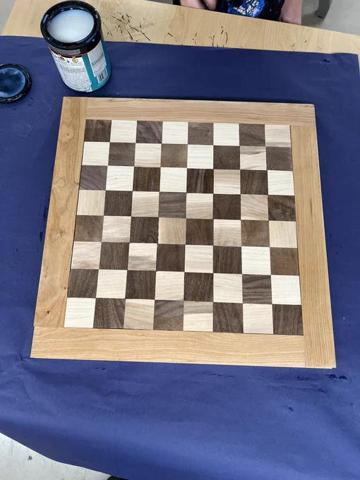Student-made chess board 20”x20” from above