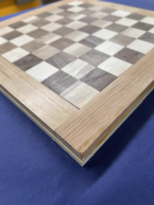 Student-made chess board 20”x20” at a jaunty angle