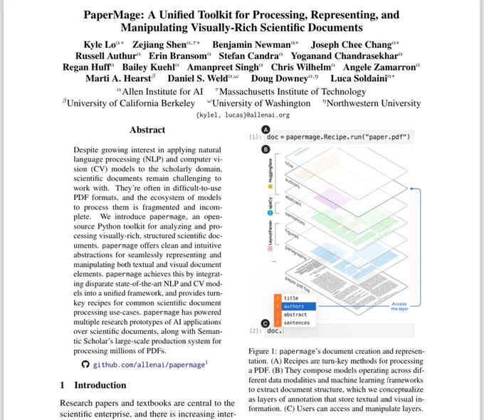 A screenshot of the first page of papermage demo paper