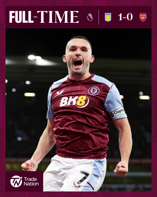 Full-time: Aston Villa 1 Arsenal 0!