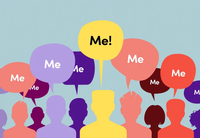 Illustration of silhouettes of people, each saying "Me!" as header for article titled "What is the future of content personalisation?"
