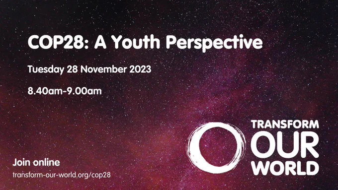 COP28:A Youth Perspective

Tuesday 28 November 2023

8.40am-9.00am