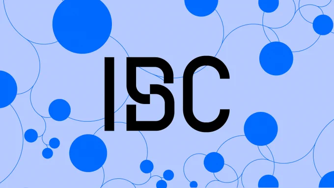 The logo for the Inter-Blockchain Communication Protocol on a blue background.