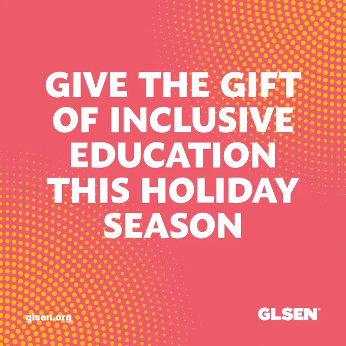 Bold white text on a orange and red background reads "Give the Gift of Inclusive Education This Holiday Season"