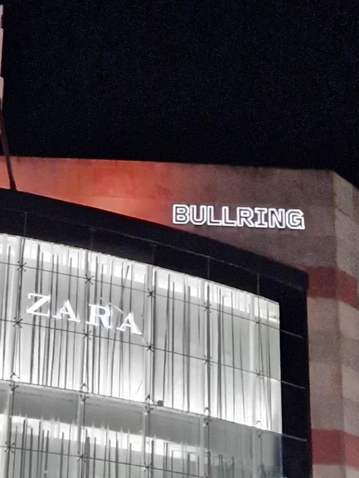 BULLRING sign lit up T night