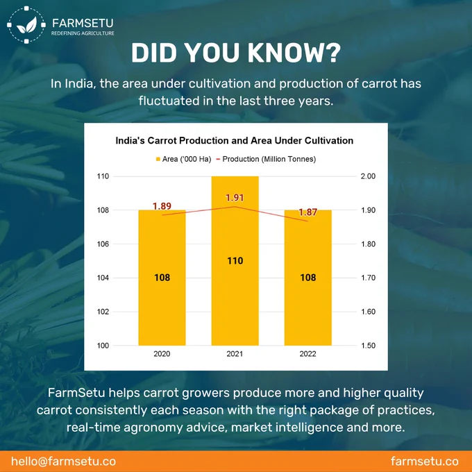 India's carrot production and area under cultivation