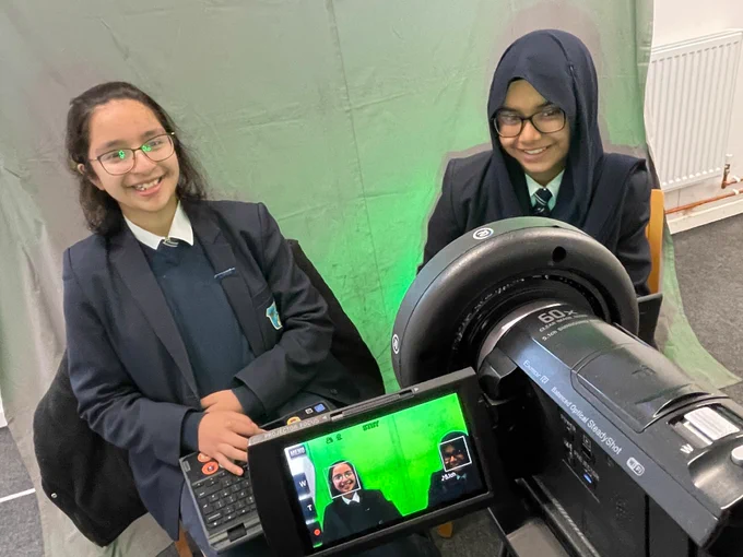 Students at Denbigh High being filmed for Design4SDGs.