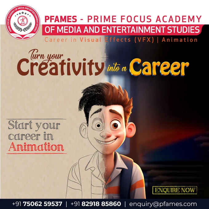 Learn how to breathe life into any illustration and create animated pieces with depth and dynamism. Take your animation skills to the next level and start learning creature animation with Prime Focus Academy.

Intrigued and want to learn the art of Animation? Enquire about our training programs here  91 75062 59537  enquiry@pfames.com. Kindly visit http://www.pfames.com.

Learn It The Right Way, Learn It The Industry Way!

#animation #3danimation #careersinanimation #Animationcourses #AnimationwithPrimeFocus #PFAMES #career  #LearnAnimation #Digital3D #animationinstitute # animationindustry #Careercourses #3Dmodeling #rigging  #Lighting #effects #motiongraphics 