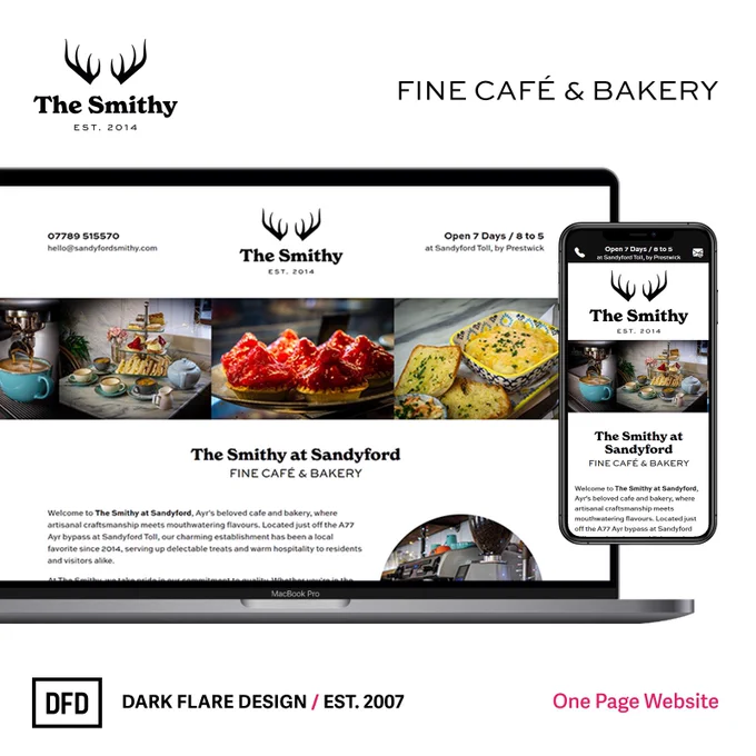 Screenshots of the website hosted at https://sandyfordsmithy.com/