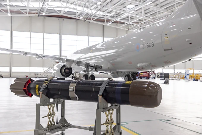 Sting Ray torpedo with P-8 Poseidon in the background.