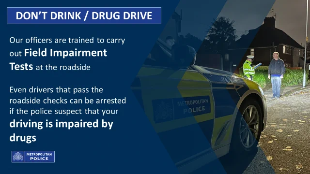 Our officers are trained to carry out Field Impairment Tests at the roadside

Even drivers that pass the roadside checks can be arrested if the police suspect that your driving is impaired by drugs
