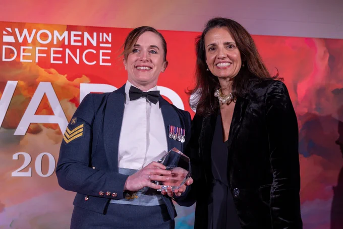 CT Morgan pictured alongside MoD COO Nina Cope who presented her award