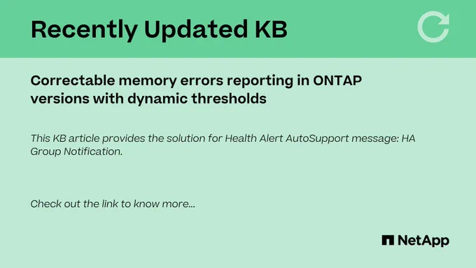Correctable memory errors reporting in ONTAP versions with dynamic thresholds