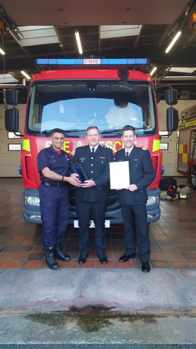 Station Manager Trevor Jenkins receiving his AFSA award on station.