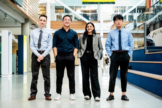 BCIT students, Paul de Blois, Sam Woo, Maya Khera, and Daniel Ryu.