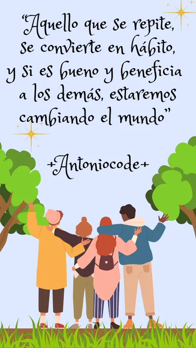 Foto con una frase motivadora unos jóvenes abrazándose
 de espaldas.