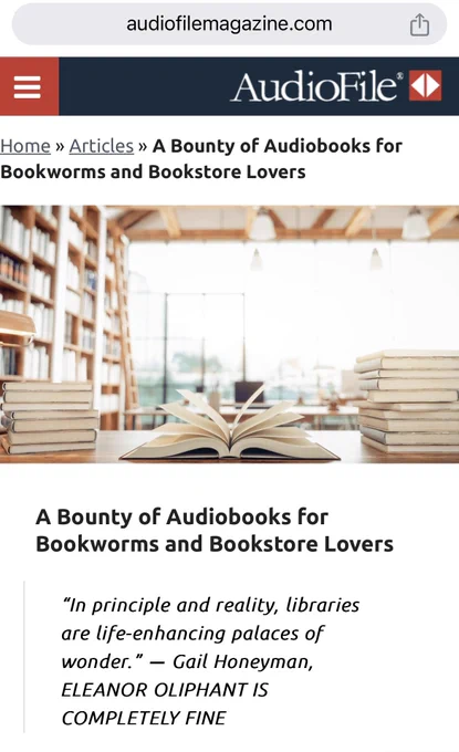 AudioFile’s article spotlighting audiobooks featuring bookworms and bookstore lovers