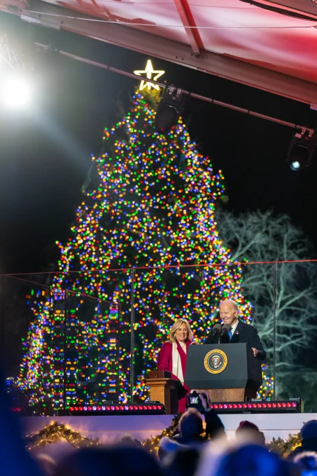 President Biden and the First Lady attend the National Christmas Tree Lighting.