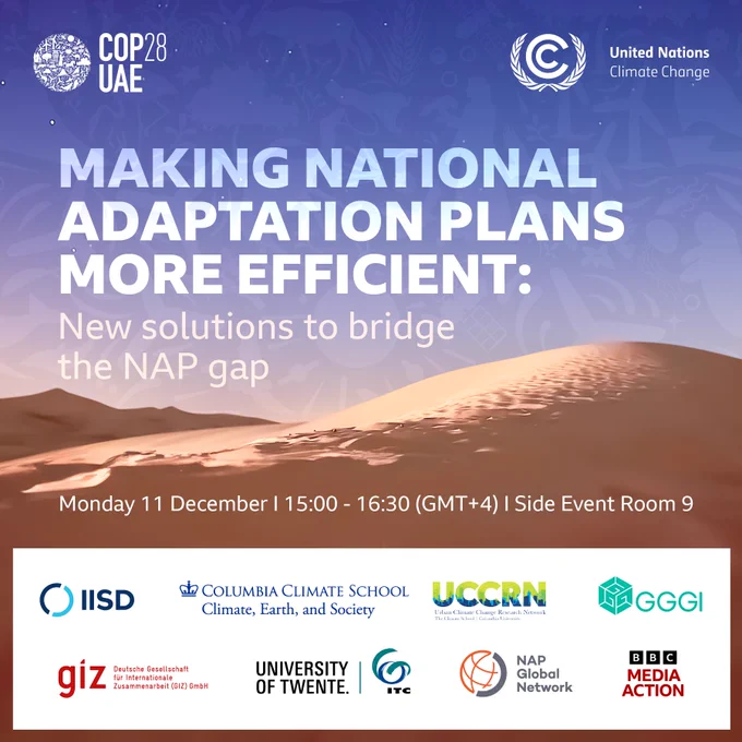 Making National Adaptation Plans More Efficient: 11 Dec, 3pm (GMT 4), Side Event Room 9.