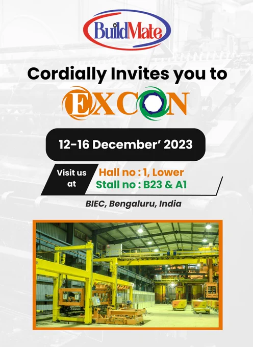 Buildmate Projects Pvt. Ltd Invites You to the EXCON2023, BIEC, Bengaluru, India!