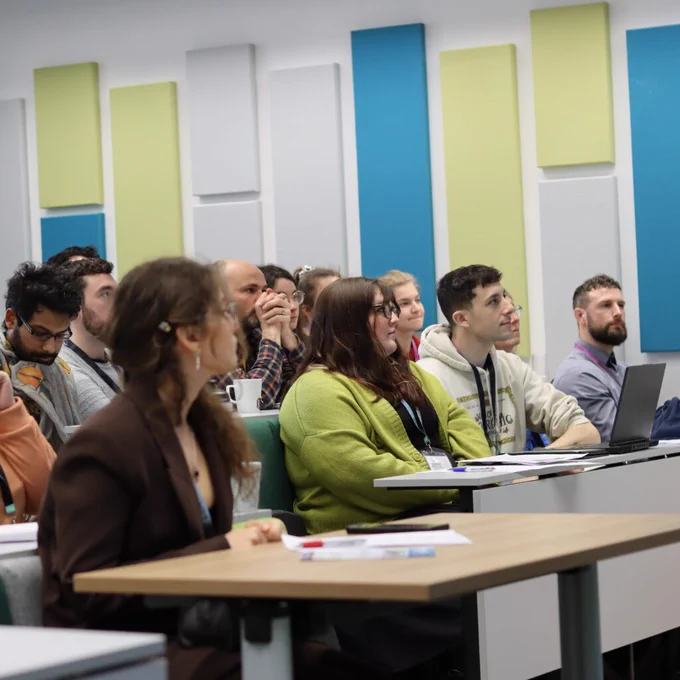 Student delegates enjoying talks at a RES conference.