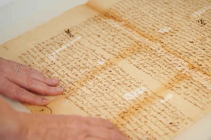 Aqueous treatment of an 18th-century document 