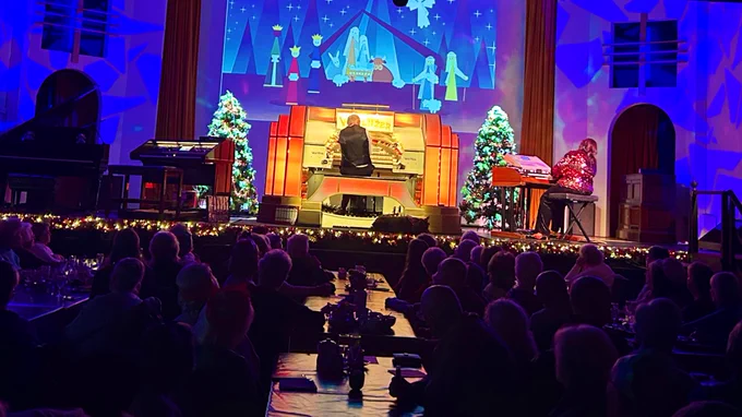 A Christmas themed concert with a Mighty Wurlitzer centre stage.