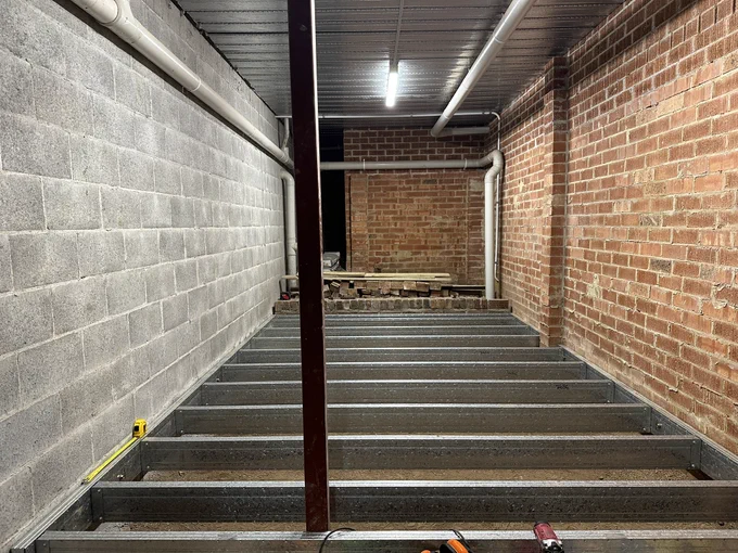 Some steel joists and wailing beams.