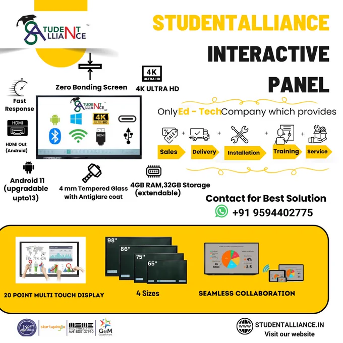 Let us help you create a next-level classroom for your students.
with our best product 
Contact Us For Demo -
9022477293 
#EducationElevated #TransformativeLearning #InnovationInEducation #SmartTech #InteractiveLearning #smartboard #digitalboard #ifpd #ifpdpanel #education #viralpost #trendingpost #explore #studentalliance #whiteboard #onlineteaching #studiosetup #homesetup #school #college #office #easyteaching #smartlearning