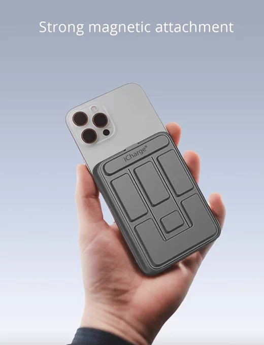 The Official iCharge® Magsafe Wireless Magnetic iPhone portable charger pack.