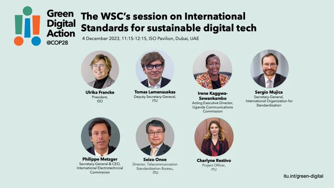 promo visual for the Green Digital Action session at COP28 on international standards for sustainable digital tech with the World Standards Cooperation