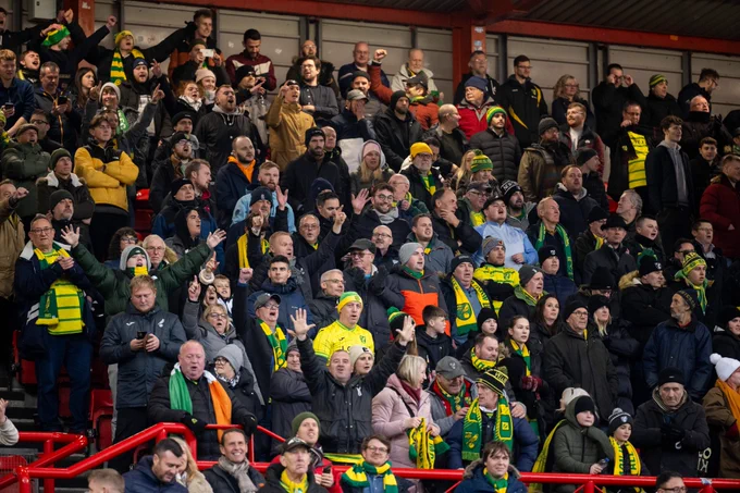 Norwich City fans at Ashton Gate Stadium