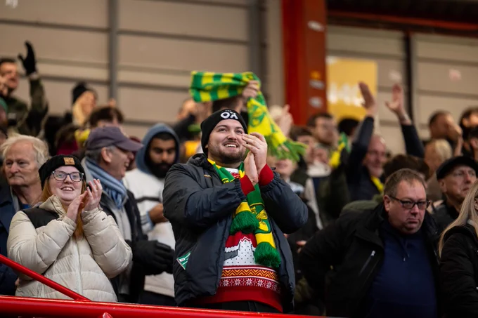 Norwich City supporters at Ashton Gate Stadium