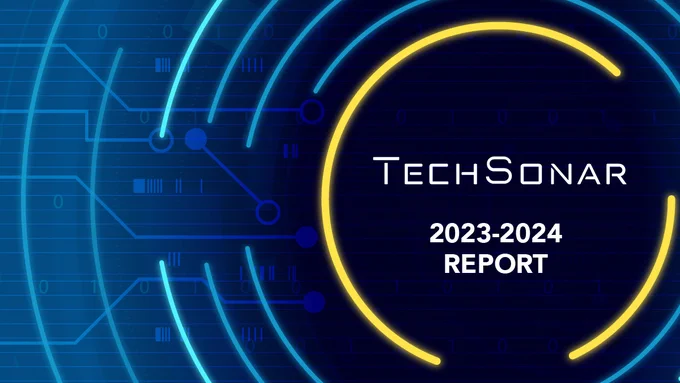 TechSonar's title surrounded by technological circles and circuits