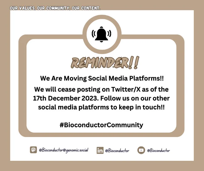 Bioconductor exit from Twitter post reminder