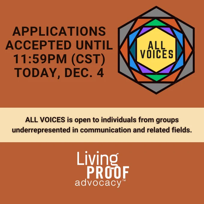 Graphic that says: Applications accepted until 11:59pm (CST), today, December 4th.