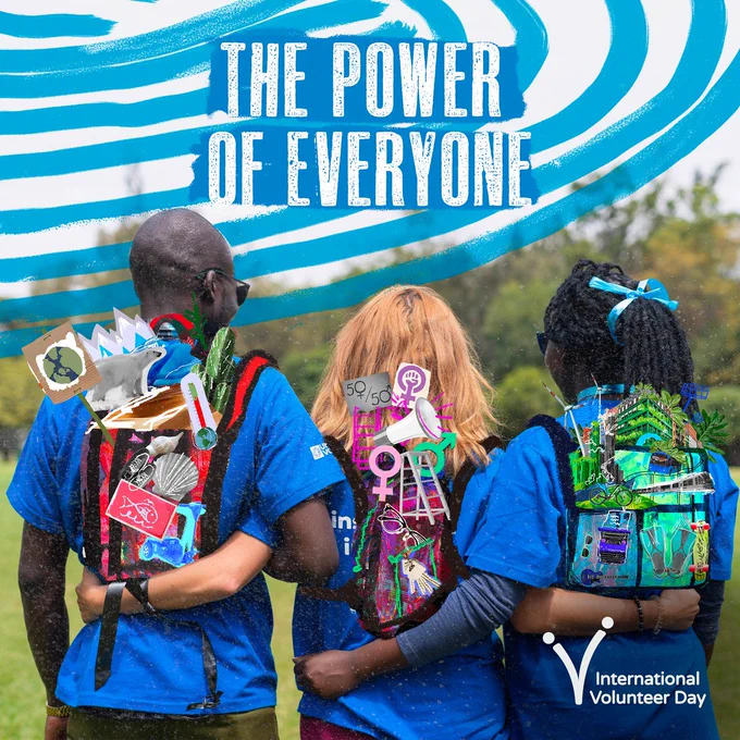 picture of volunteers with backpacks 
