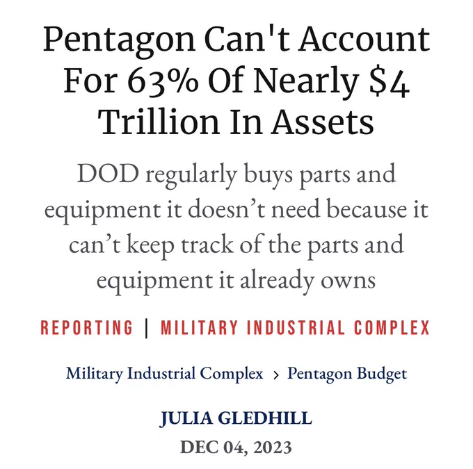 Pentagon can't account for 63% of nearly $4 trillion in assets
DOD regularly buys parts and equipment it doesn’t need because it can’t keep track of the parts and equipment it already owns