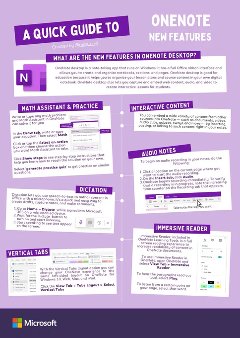 Picture of OneNote guide from Miss Aird
