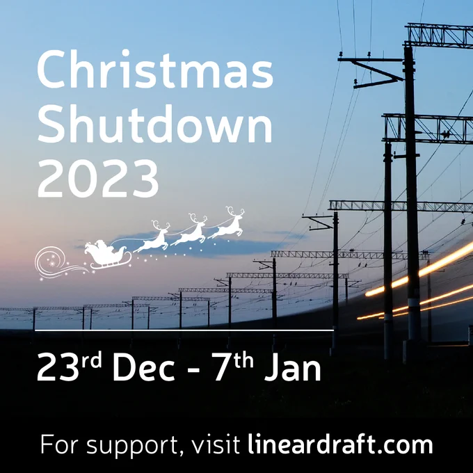Zebraware Christmas Shutdown notice 2023. 23rd December to 7th January. For support, visit lineardraft.com.