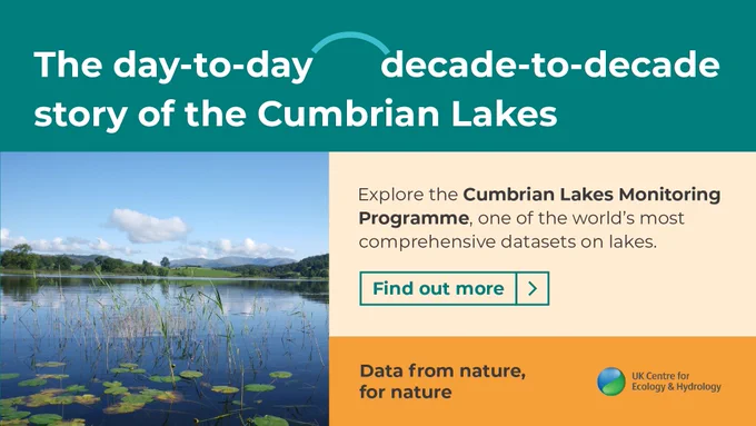 View of Esthwaite Water in the Lake District and the headline The day-to-day decade-to-decade story of the Cumbrian Lakes