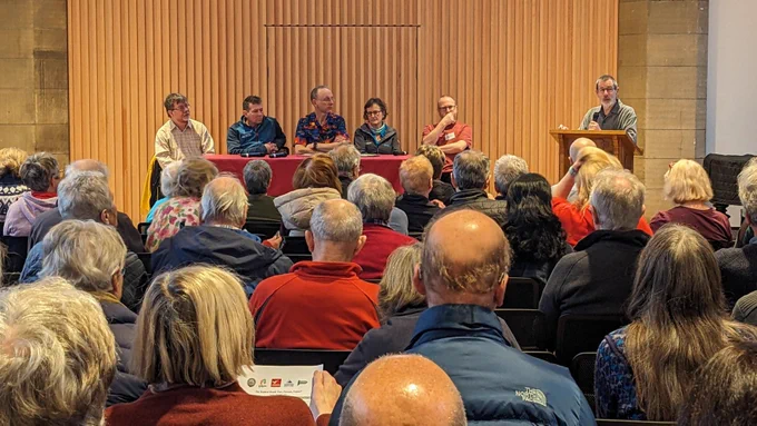 The busy public meeting in Edinburgh
