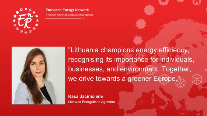 Rasa Jaciničienė working within the Lithuanian Energy Agency (LEA): "Lithuania champions energy efficiency, recognising its importance for individuals, businesses, and environment. Together, we drive towards a greener Europe."