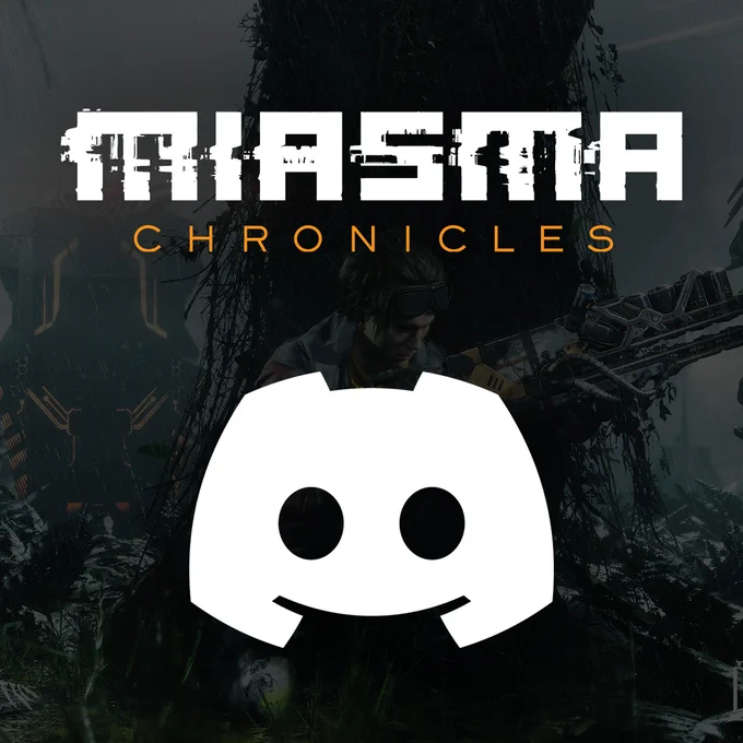 Miasma Chronicles logo is shown above the Discord logo