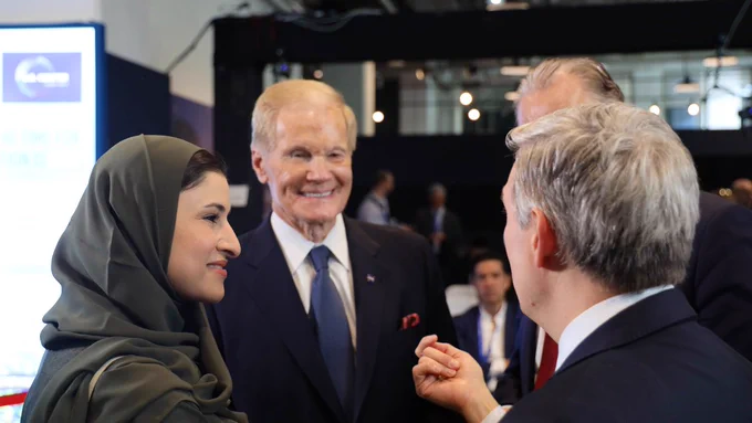 NASA Administrator Nelson with UAE Space Agency Chairwoman.