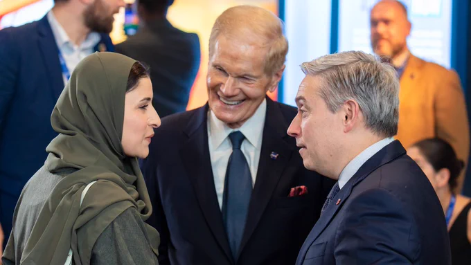 NASA Administrator Nelson with UAE Space Agency Chairwoman.