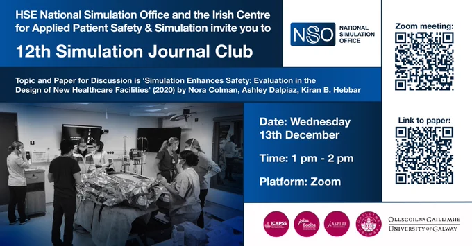📣HSE National Simulation Office in collaboration with the Irish Centre for Applied Patient Safety & Simulation invite you to 12th Simulation Journal Club