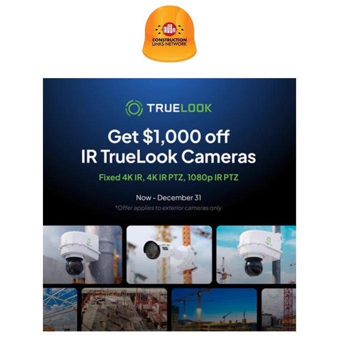 Don’t miss this chance to increase your #construction site’s visibility and efficiency. Invest in TrueLook Construction Cameras now and save big with a limited-time offer! Learn more a get a quote at https://t.ly/SUZhL - #contech  