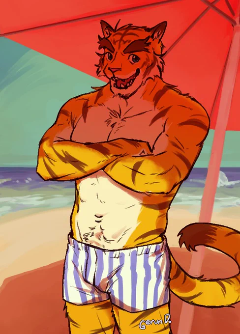 don't ask why he's only wearing boxers in the beach