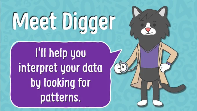 Digger says "I'll help you interpret your data by looking for patterns."